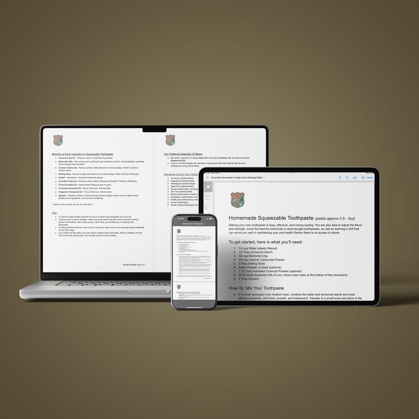 Homemade Squeezable Toothpaste - Digital PDF Download