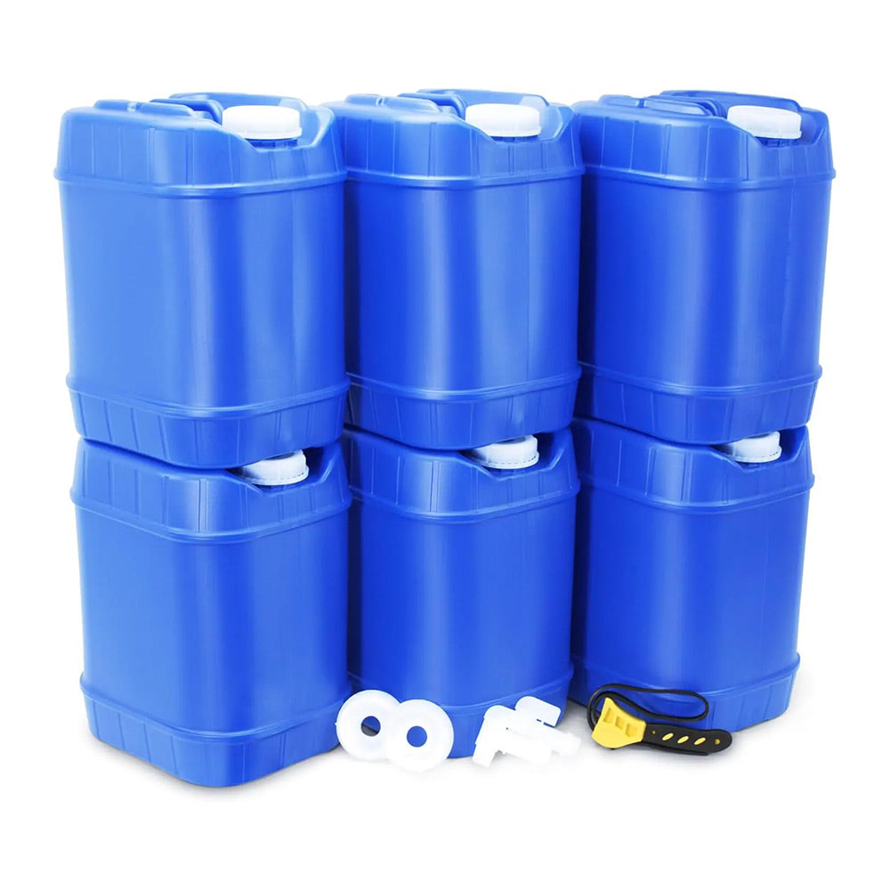 5-Gallon Emergency Water Storage Containers – 6-Pack (30 Gallons Total)