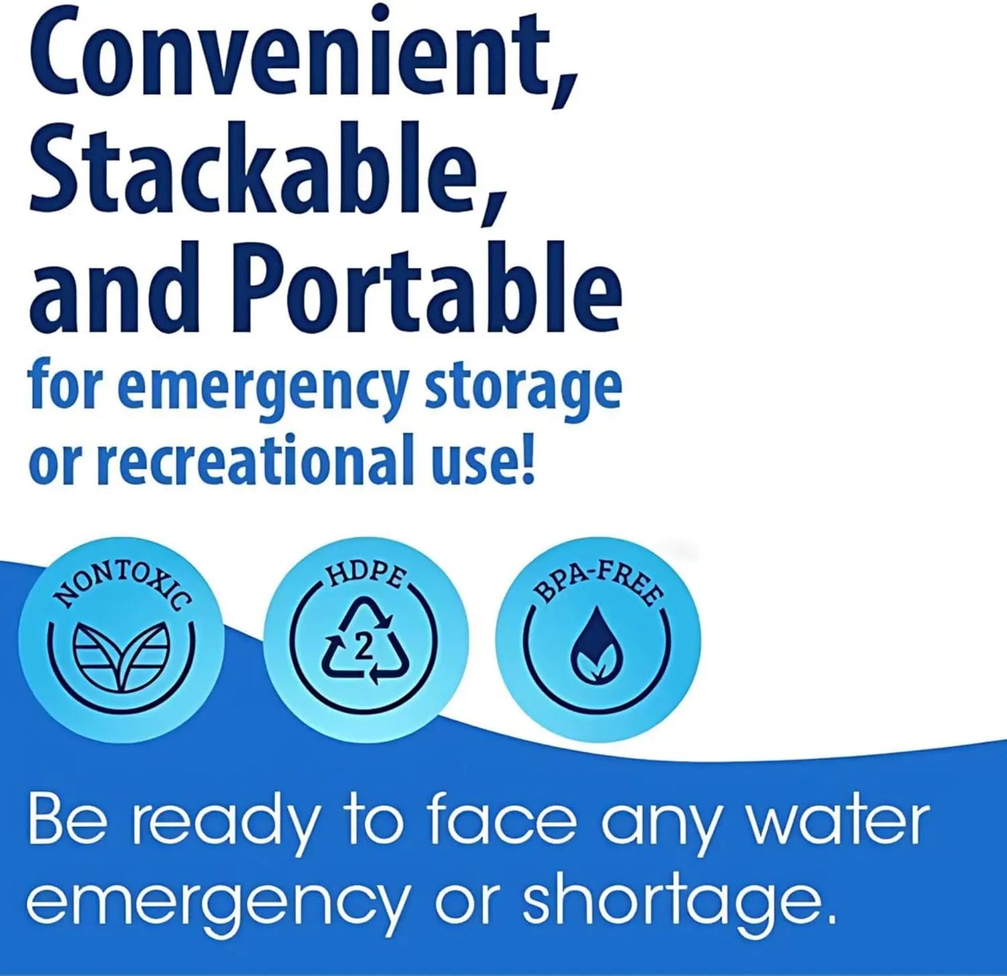 5-Gallon Emergency Water Storage Containers – 6-Pack (30 Gallons Total)