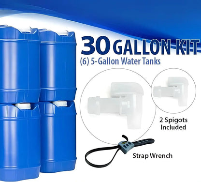 5-Gallon Emergency Water Storage Containers – 6-Pack (30 Gallons Total)