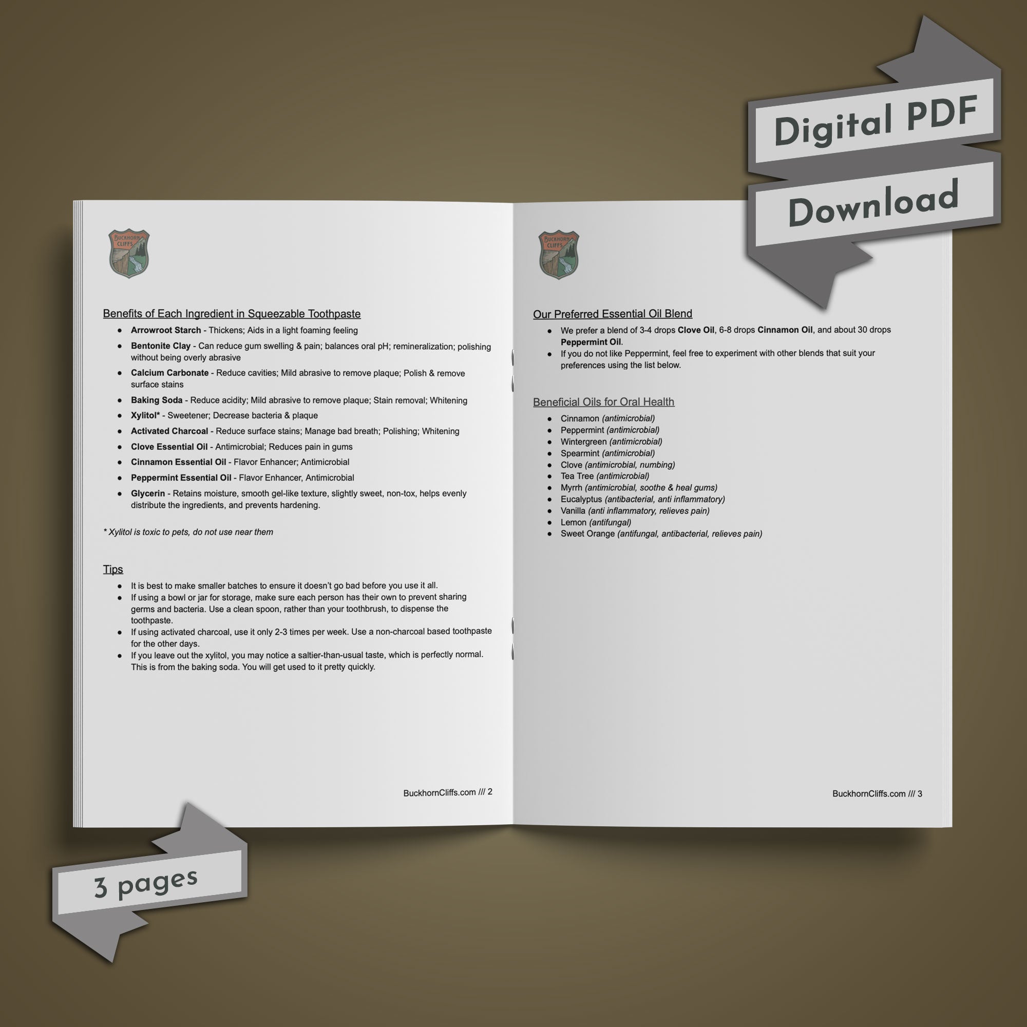 Homemade Squeezable Toothpaste - Digital PDF Download – Buckhorn Cliffs